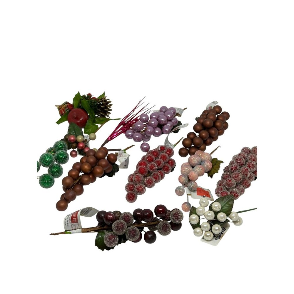 Assorted Plastic Decorative Artificial Berry Picks Christmas Holiday Décor Set10